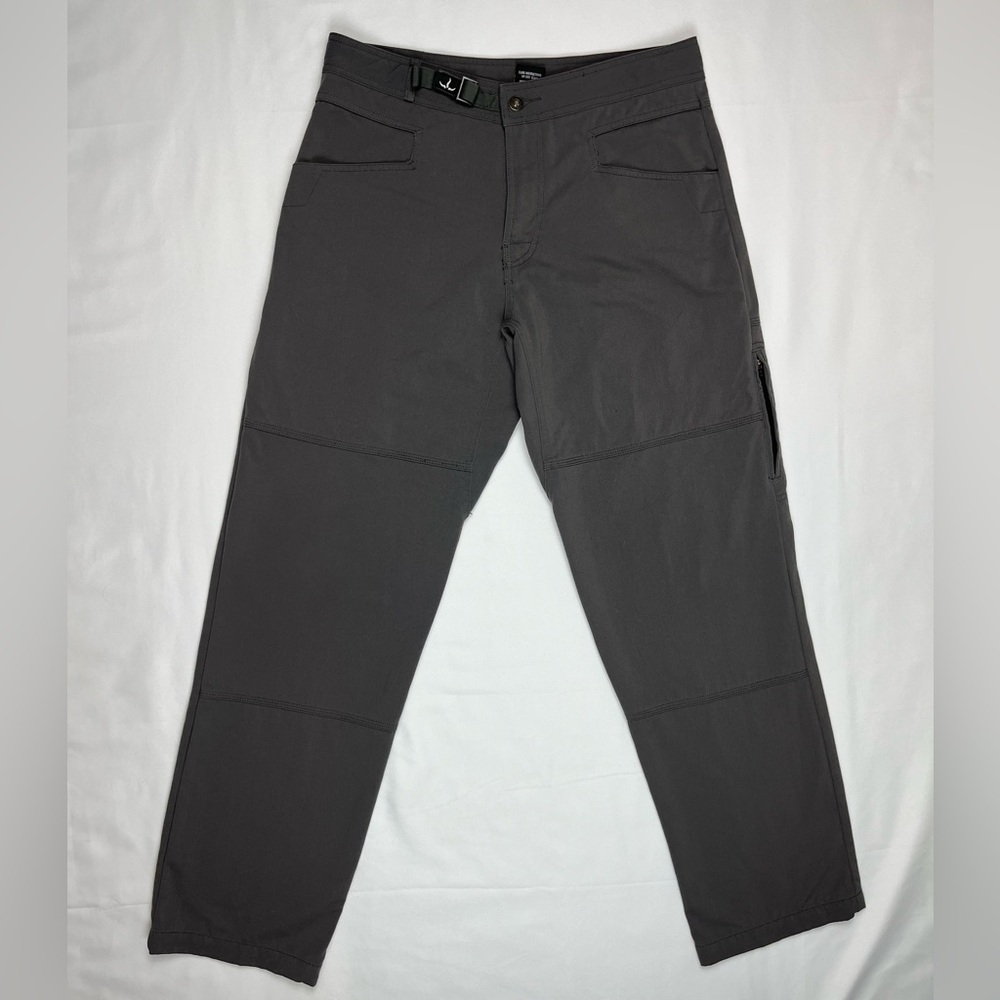 Prana Mens Belted Pants Sz Medium x 32 Dark Grey Tapered Hiking B1